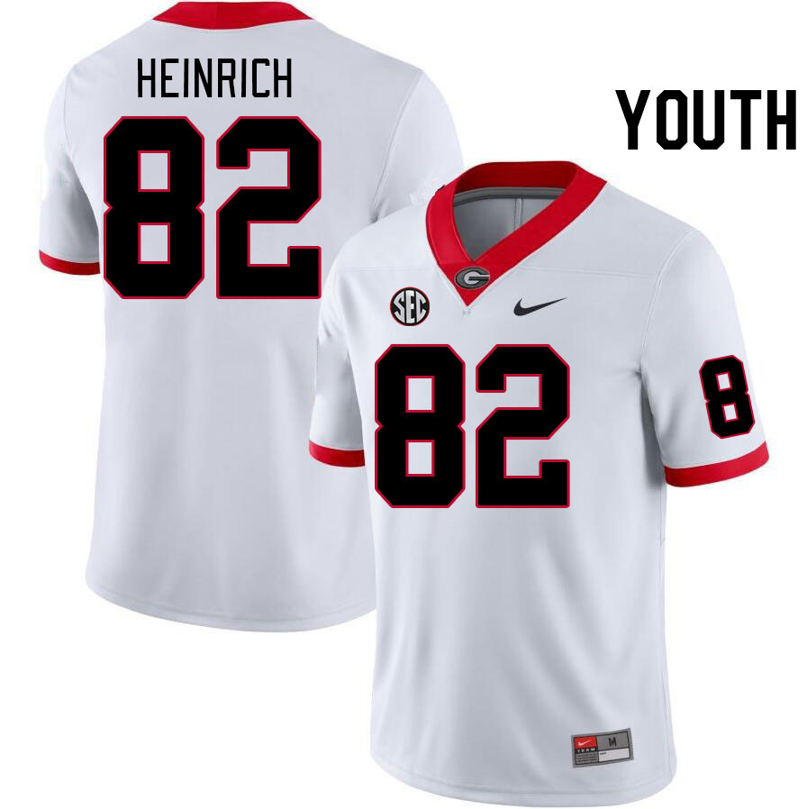 Youth #82 Colton Heinrich Georgia Bulldogs College Football Jerseys Stitched-White